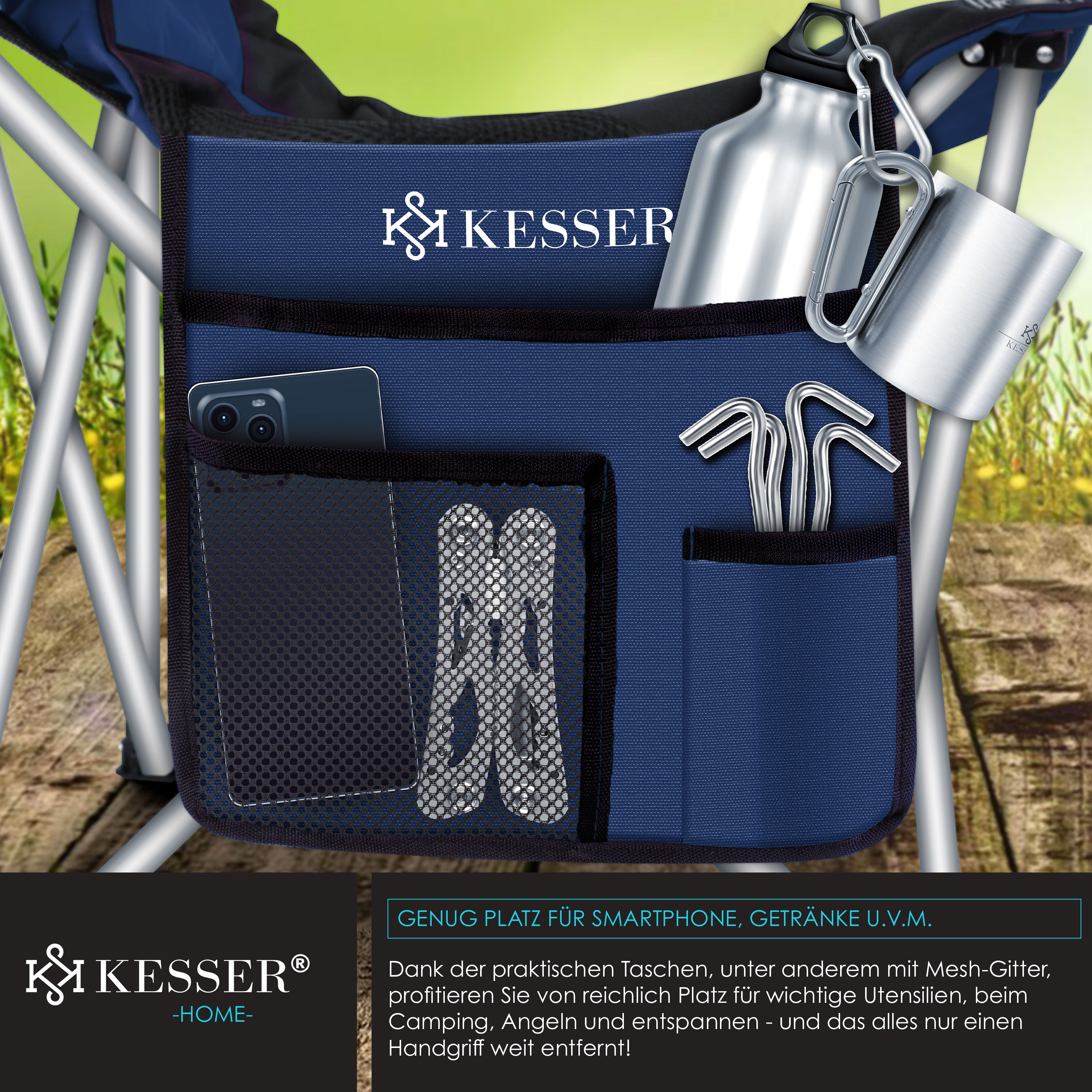 KESSER Campingstuhl faltbar bis 150 kg Angelstuhl Faltstuhl Klappstuhl  Gepolstert mit Armlehnen, Getrnkehalter + Tasche mit hoher Rckenlehne,  Strandstuhl, Klapphocker | eShopping - einfach besser einkaufen!