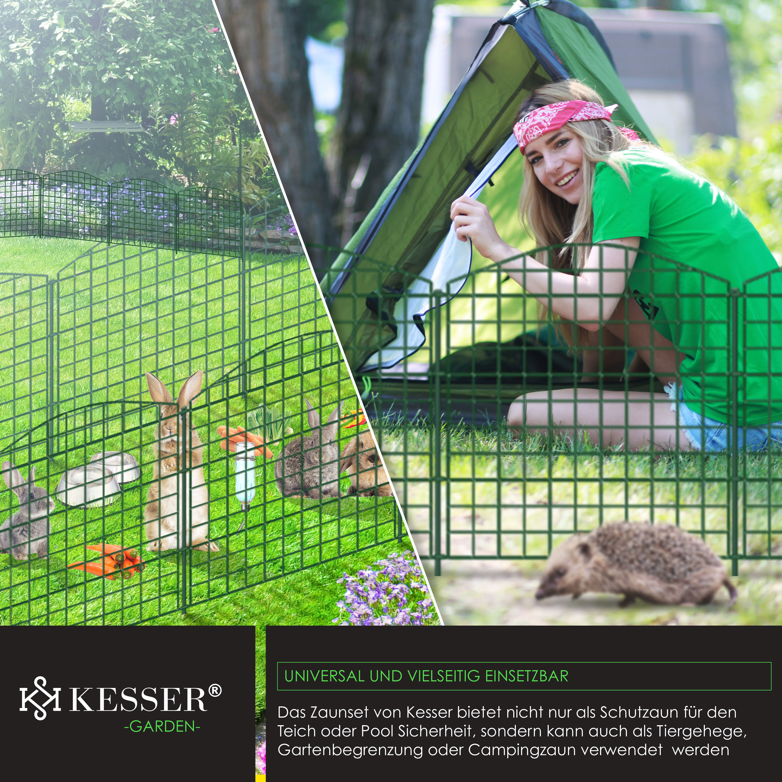 Jaxguom Teichzaun Gartenzaun Steckzaun Komplettset Metall 10