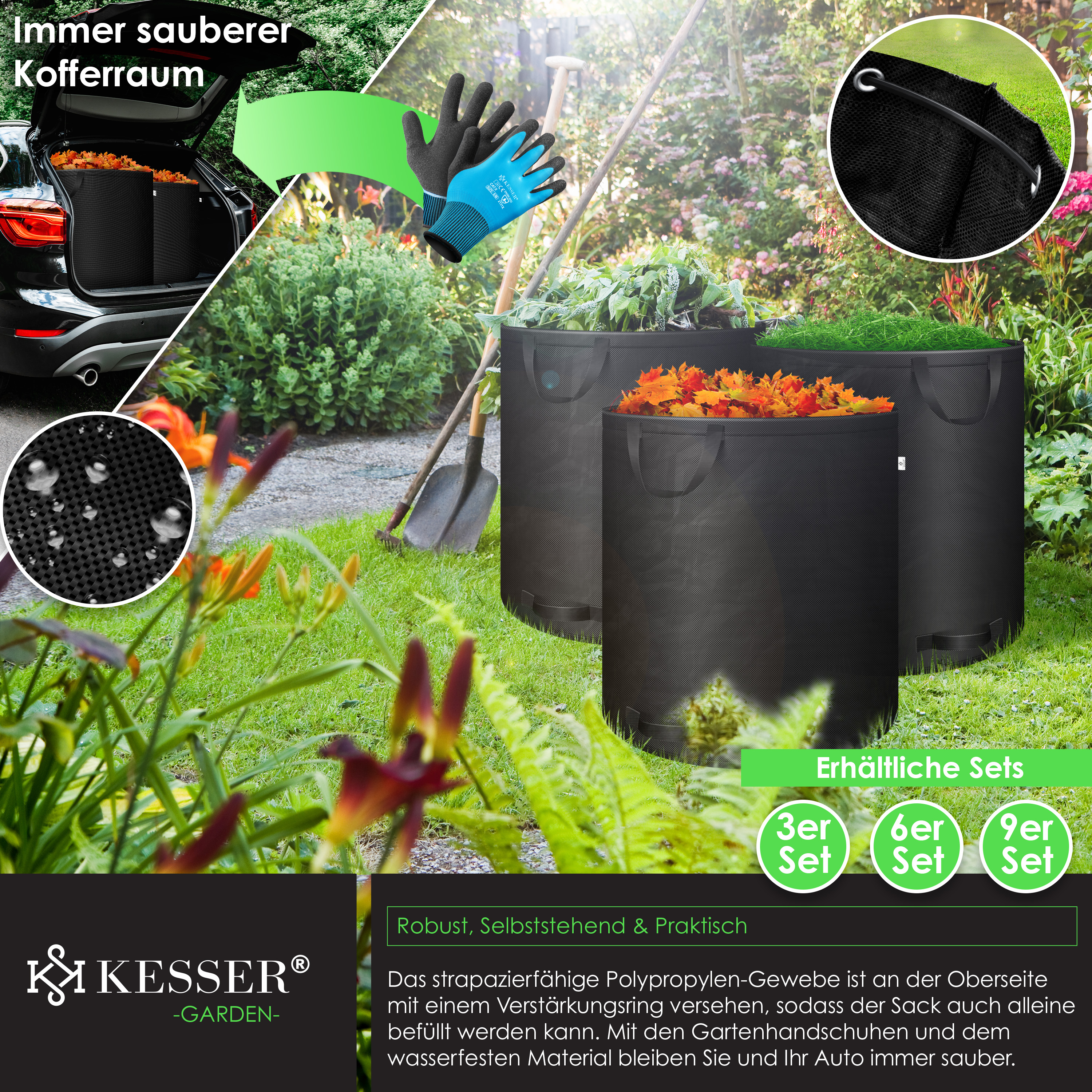 Eurhomewit 3 Gartenabfallsack 120L Laubsack Gartensack Mit Deckel Und