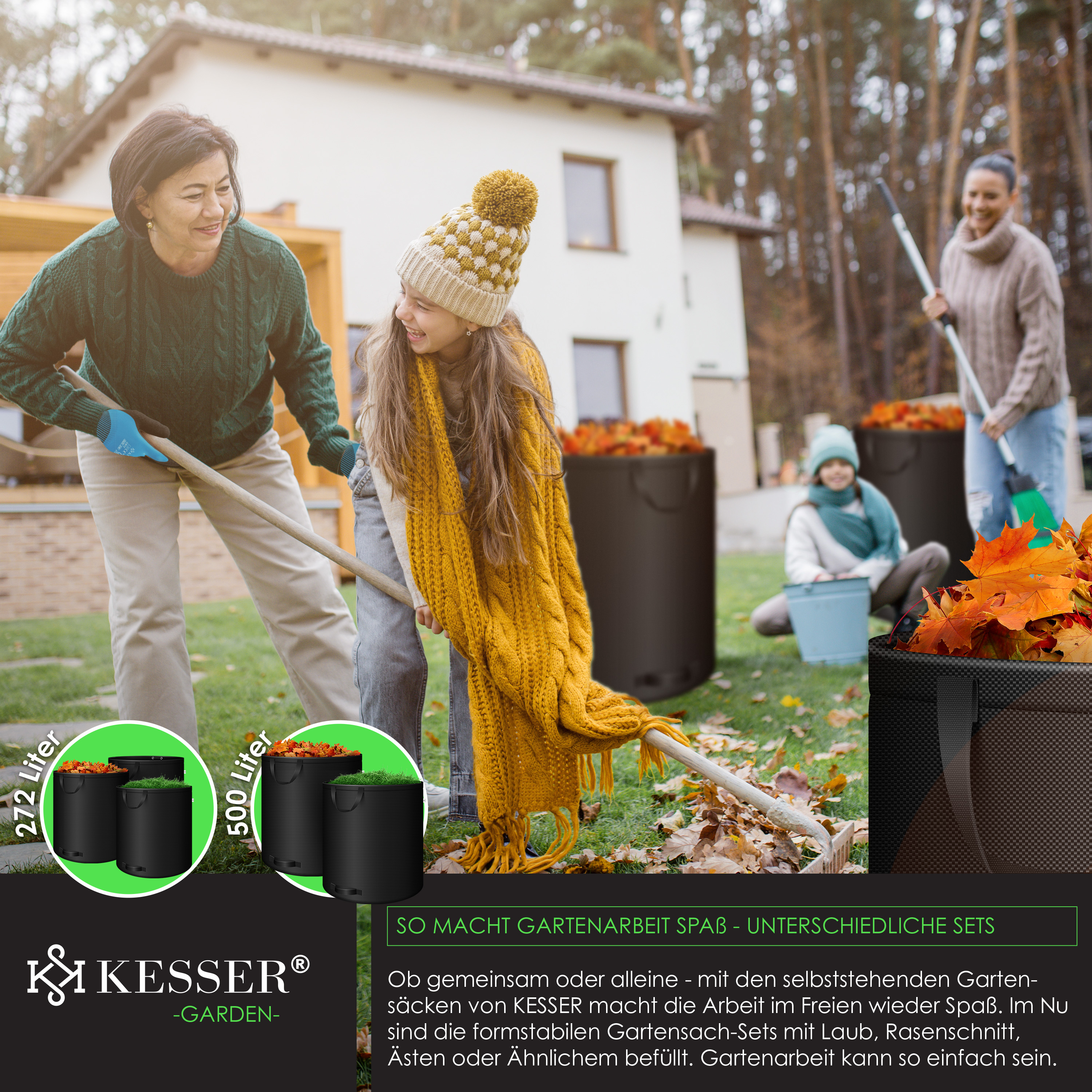 Gartenabfallsack 125L Mit Griffen - Stabiler Laubsack Für Grasschnitt & Gartenabfälle