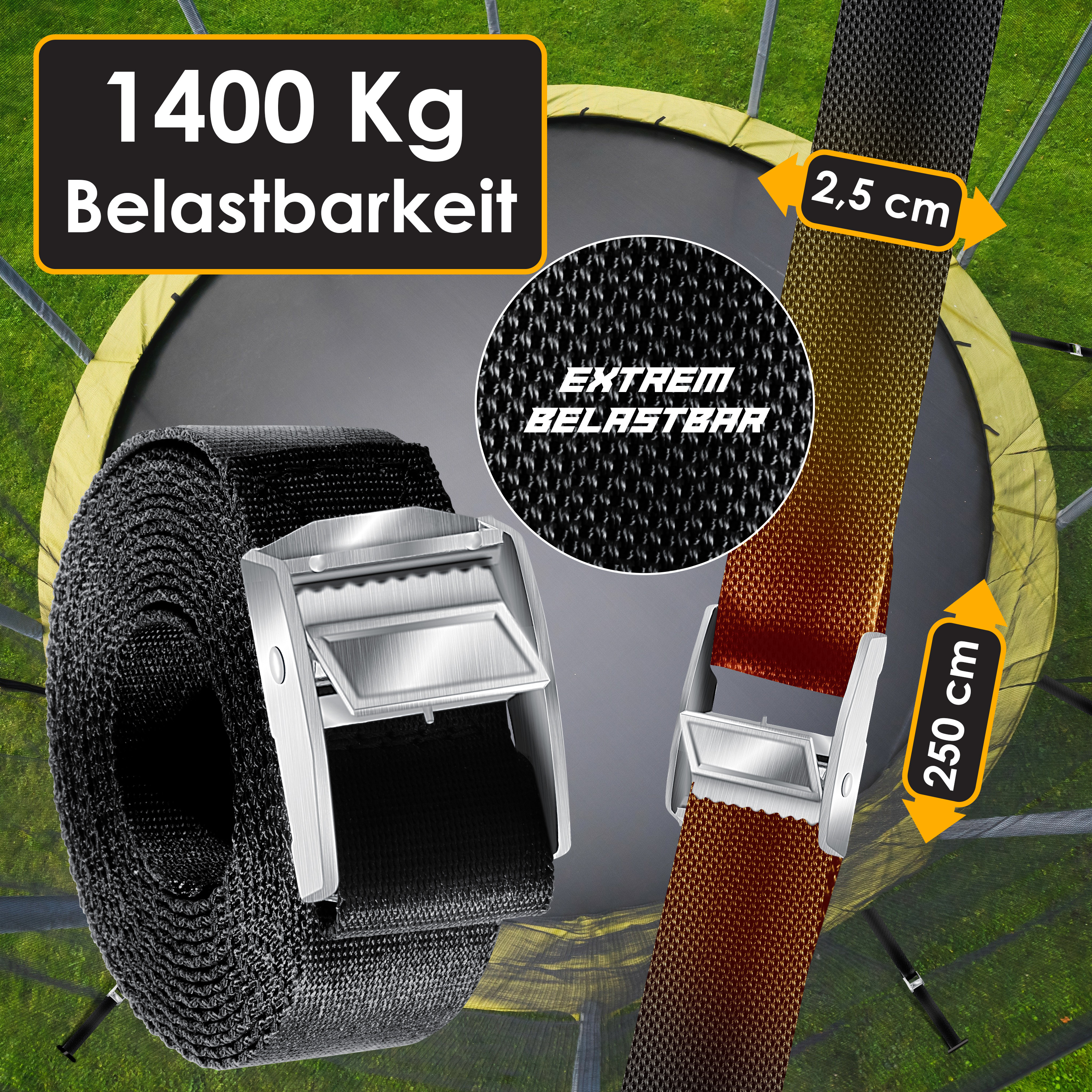 Trampolin Rechteckig 4x Erdanker Set Mit 9 Teilen – Hält Bis 1400kg Für Trampolin, Schaukel Oder Zelt Schaukel Verankerung