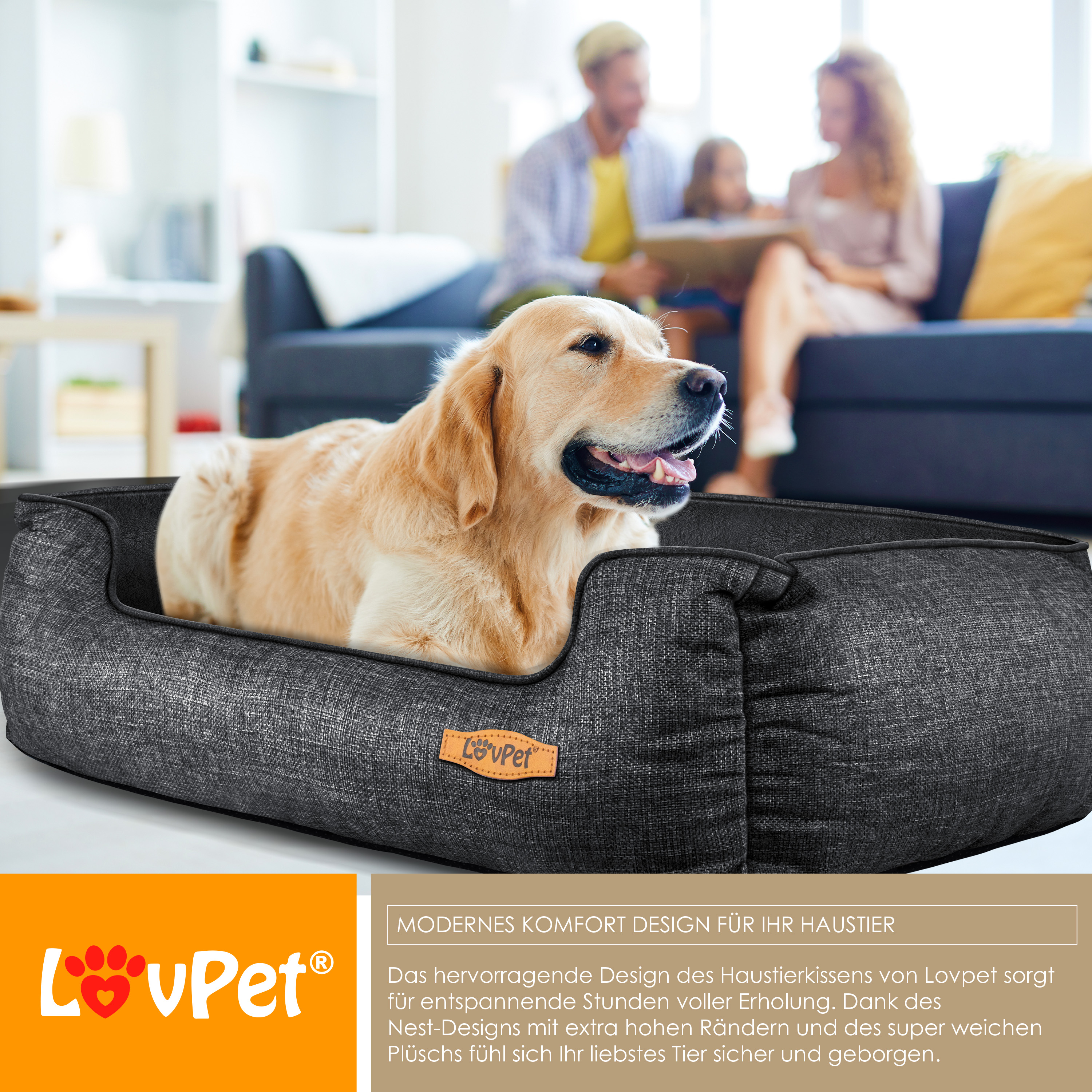 LovPet Hundebett Hundekissen Hundekorb Chiller, Inkl. Napf + 3X  Kauknochen, Hundesofa Kissen fr Kleine, Mittelgroe & Groe Hunde, Bezug  abnehmbar und waschbar | eShopping - einfach besser einkaufen!