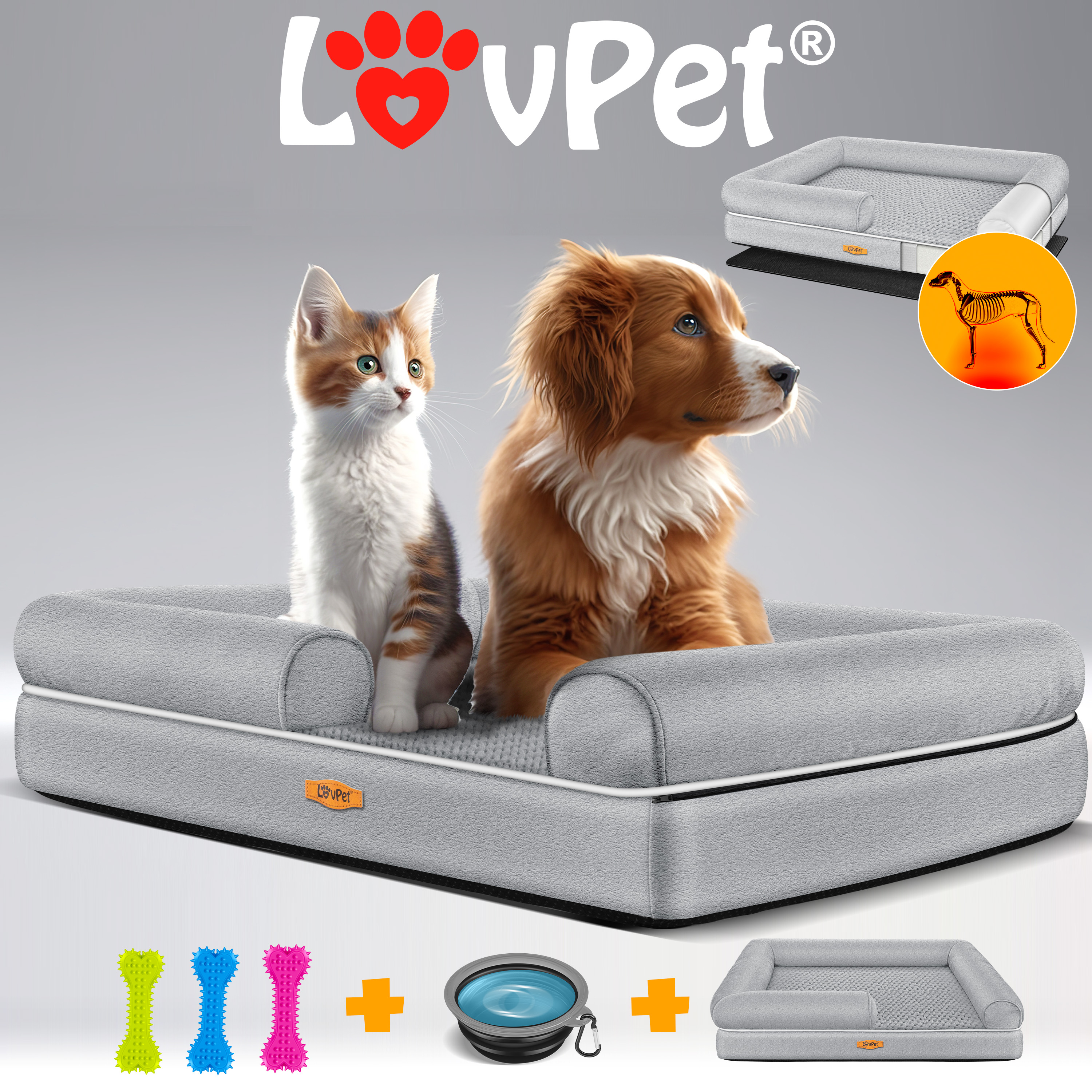 Tectake Orthopdisches Hundebett L 94x72x18 Cm - Memory Schaum Hundekissen  Waschbar Fr Groe Hunde