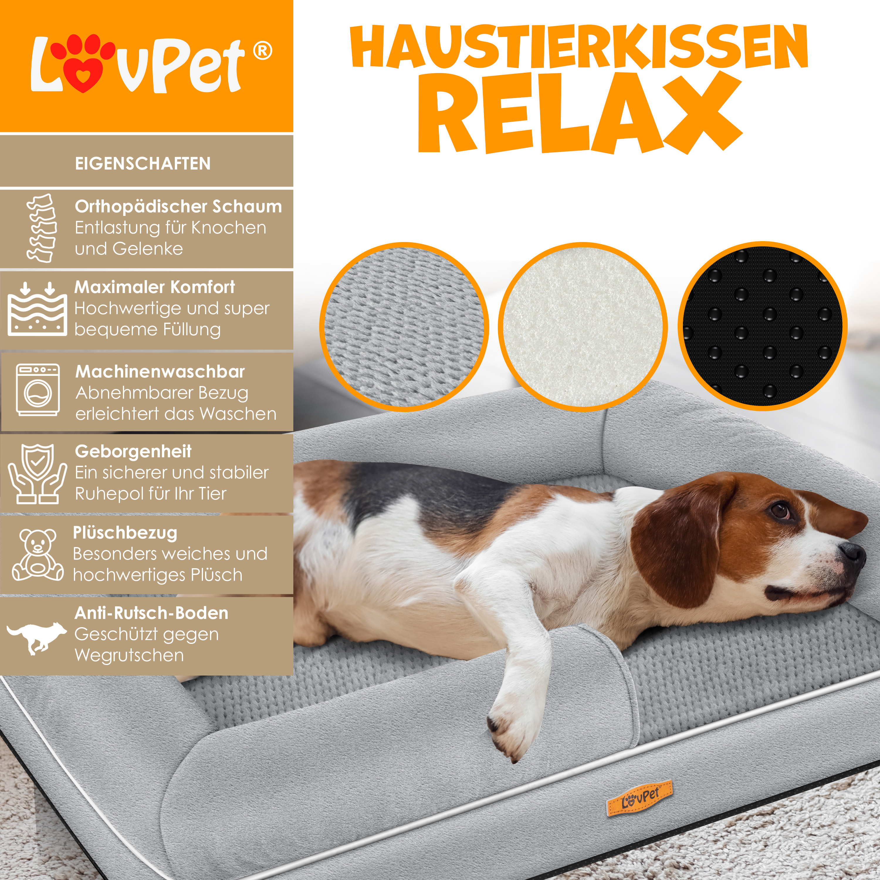 LovPet Orthopdisches Hundebett Hundekissen Hundekorb Relax, Inkl. Napf +  3X Kauknochen, Hundesofa fr Kleine, Mittelgroe & Groe Hunde, Bezug  abnehmbar und waschbar | eShopping - einfach besser einkaufen!