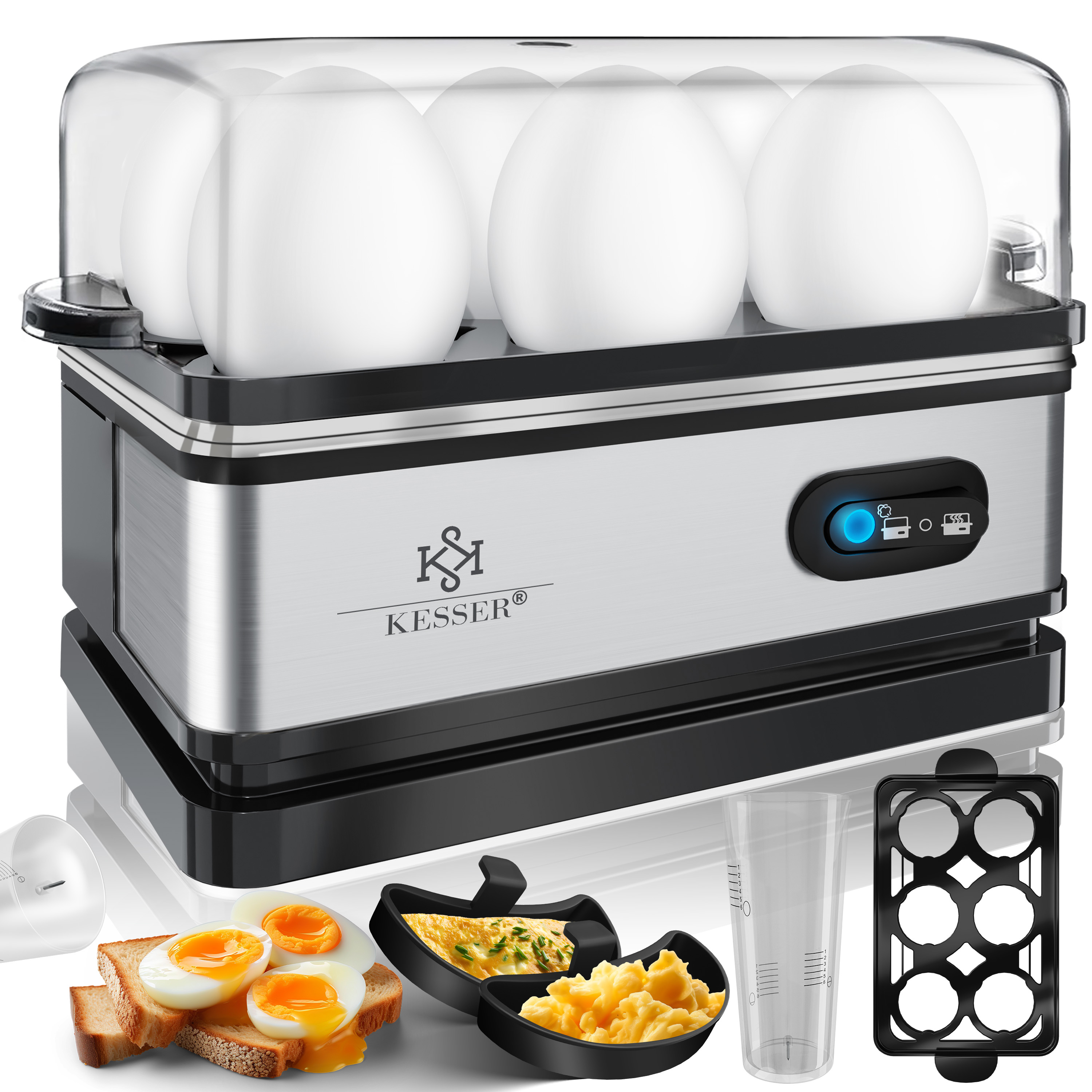 Princess Eierkocher Für 3 Eier - Edelstahl Mit BPA-freiem Deckel 200 Watt