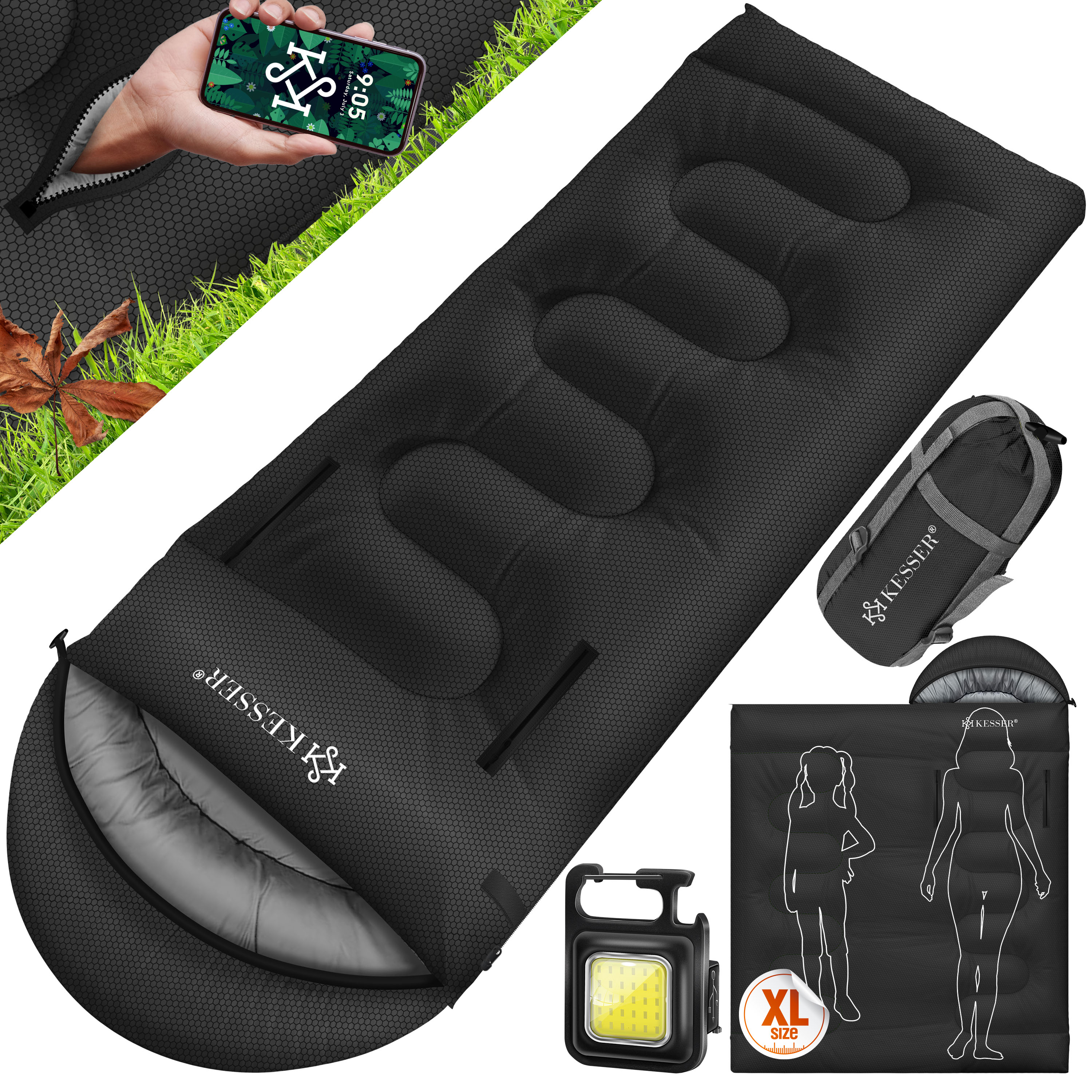 KESSER Schlafsack Outdoor | Deckenschlafsack 3-4 Jahreszeiten |  Camping-Sleeping-Bag fr Erwachsene & Kinder | Leicht Tragbar Warm &  Wasserabweisend inkl. Campinglampe & Seitentasche | eShopping - einfach  besser einkaufen!