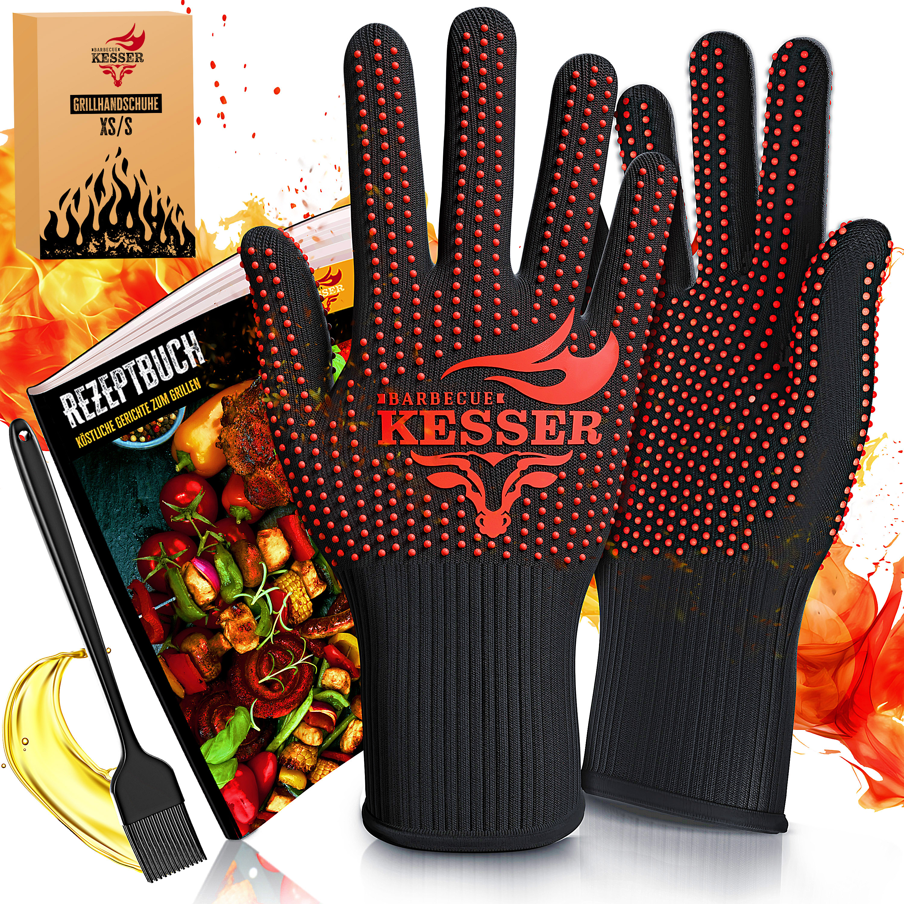 KESSER Grillhandschuhe hitzebestndig bis 500 | Ofenhandschuhe  Atmungsaktiv & mit rutschfestem Griff | Topfhandschuhe aus Aramid-Gewebe |  Kamin-Handschuh Maschinenwaschbar | eShopping - einfach besser einkaufen!