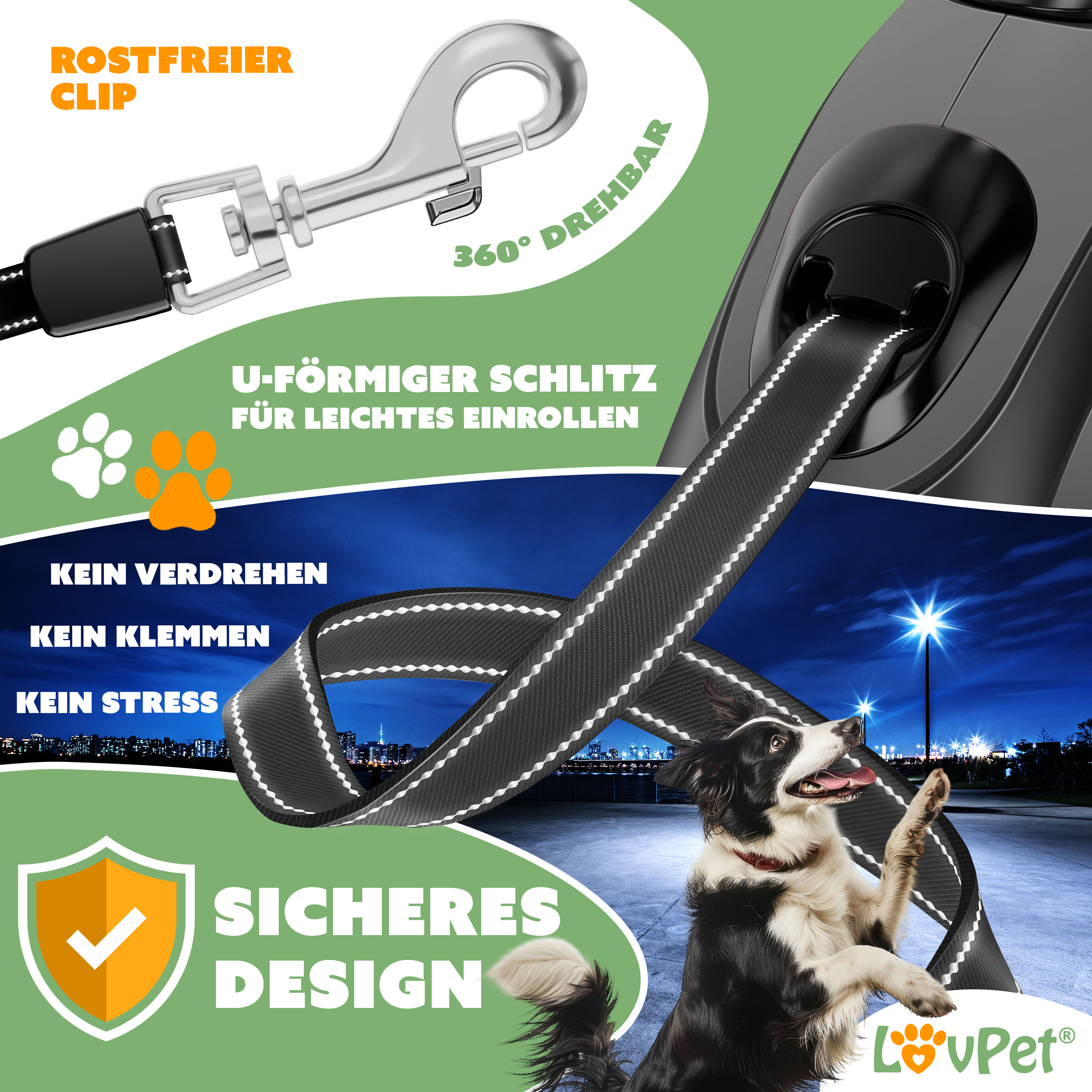 LOVPET Hunde Rollleine | Hundeleine fr kleine & groe Hunde | Ausziehbare  Leine ergonomischer & rutschfester Griff | Joggingleine 360  Leinenverlngerung | Laufleine Reflektierenden Maschen | eShopping -  einfach besser einkaufen!