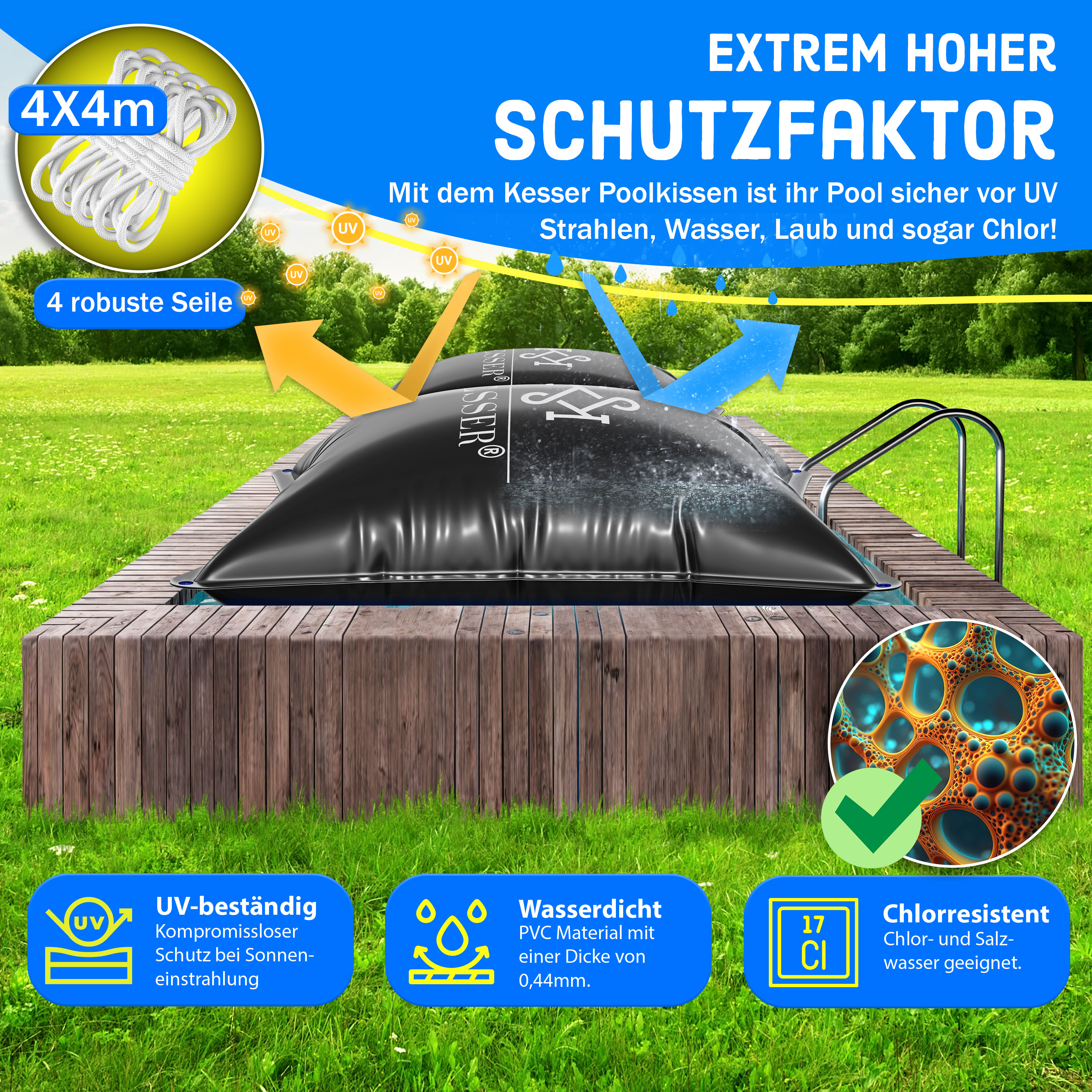 Pool Luftkissen Winter 120cm - Eisschutzkissen Für Aufstellpools Mit Seil