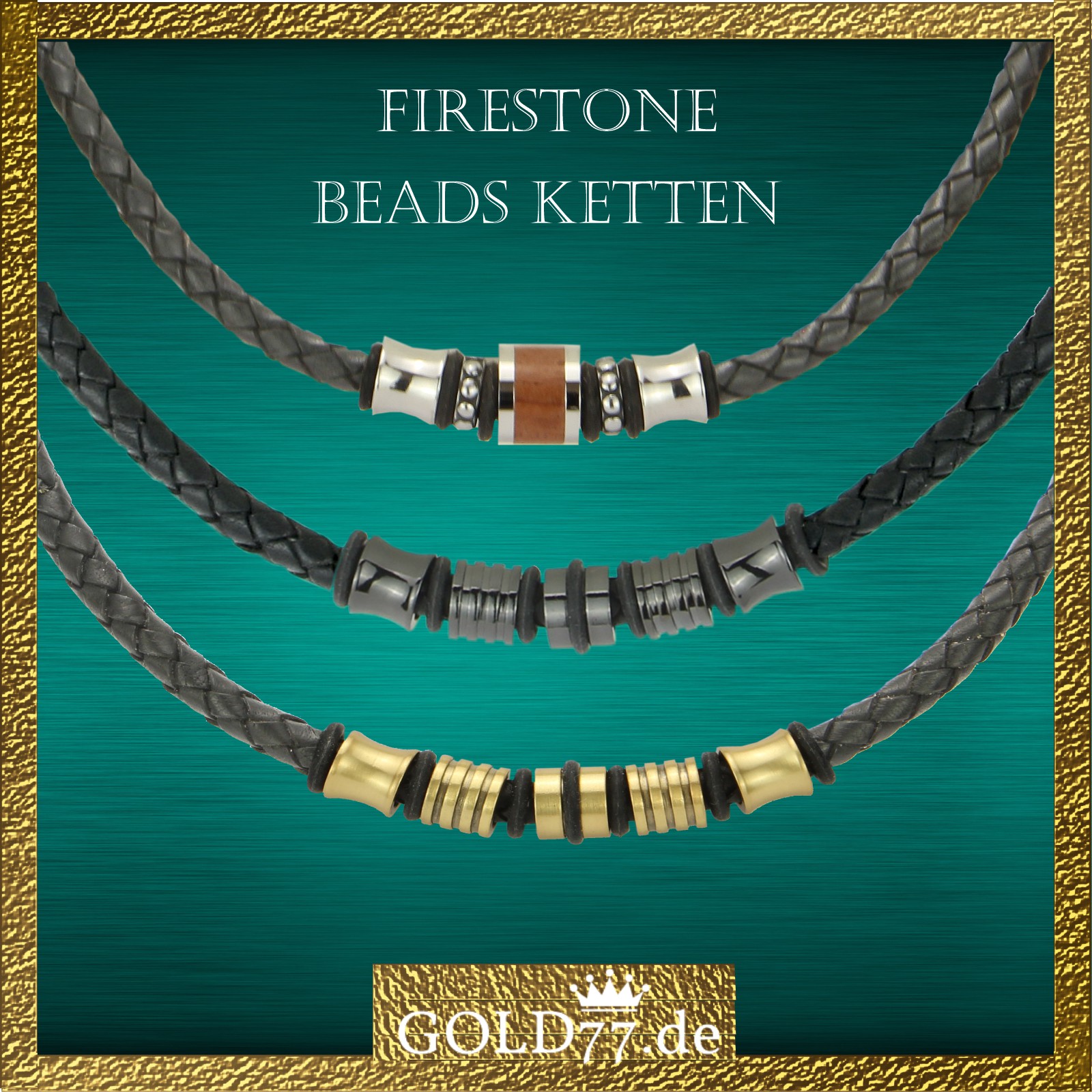 Lederketten mit Firestone Beads
