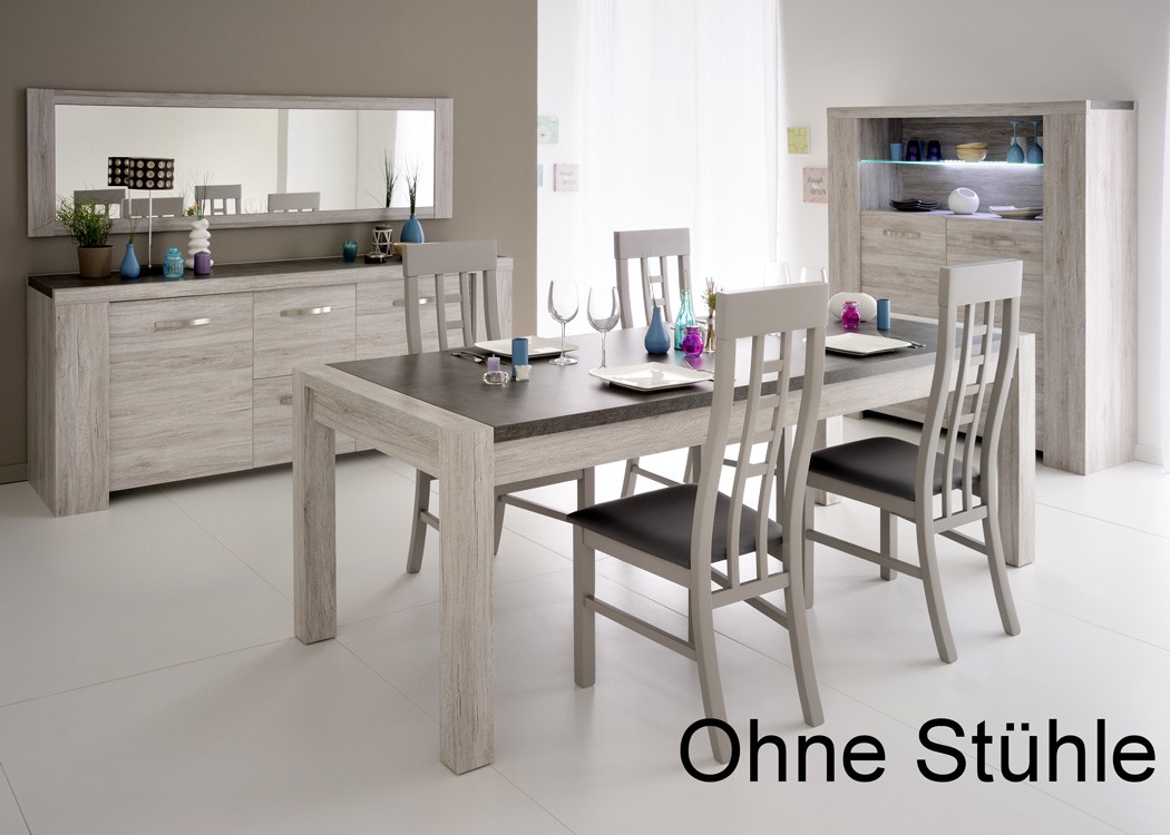 Esszimmer Marten 12 Grau Steinoptik Tisch Sideboard Highboard Esstisch