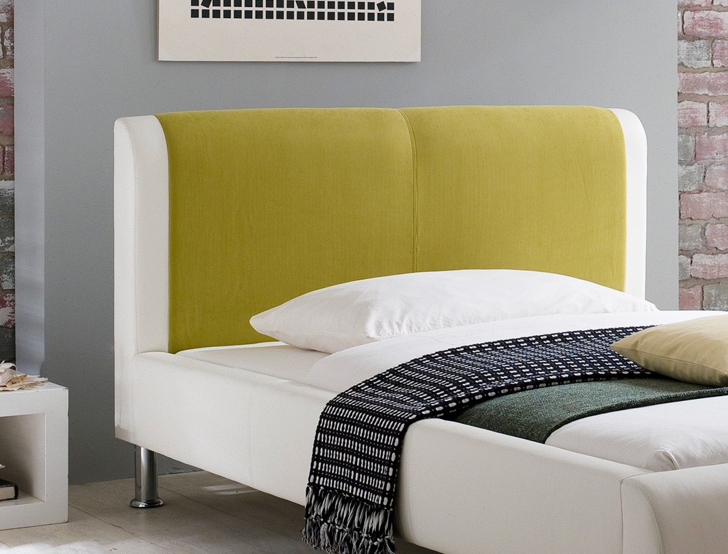 Polsterbett Bett 120x200 cremeweiß grün Designerbett Singlebett