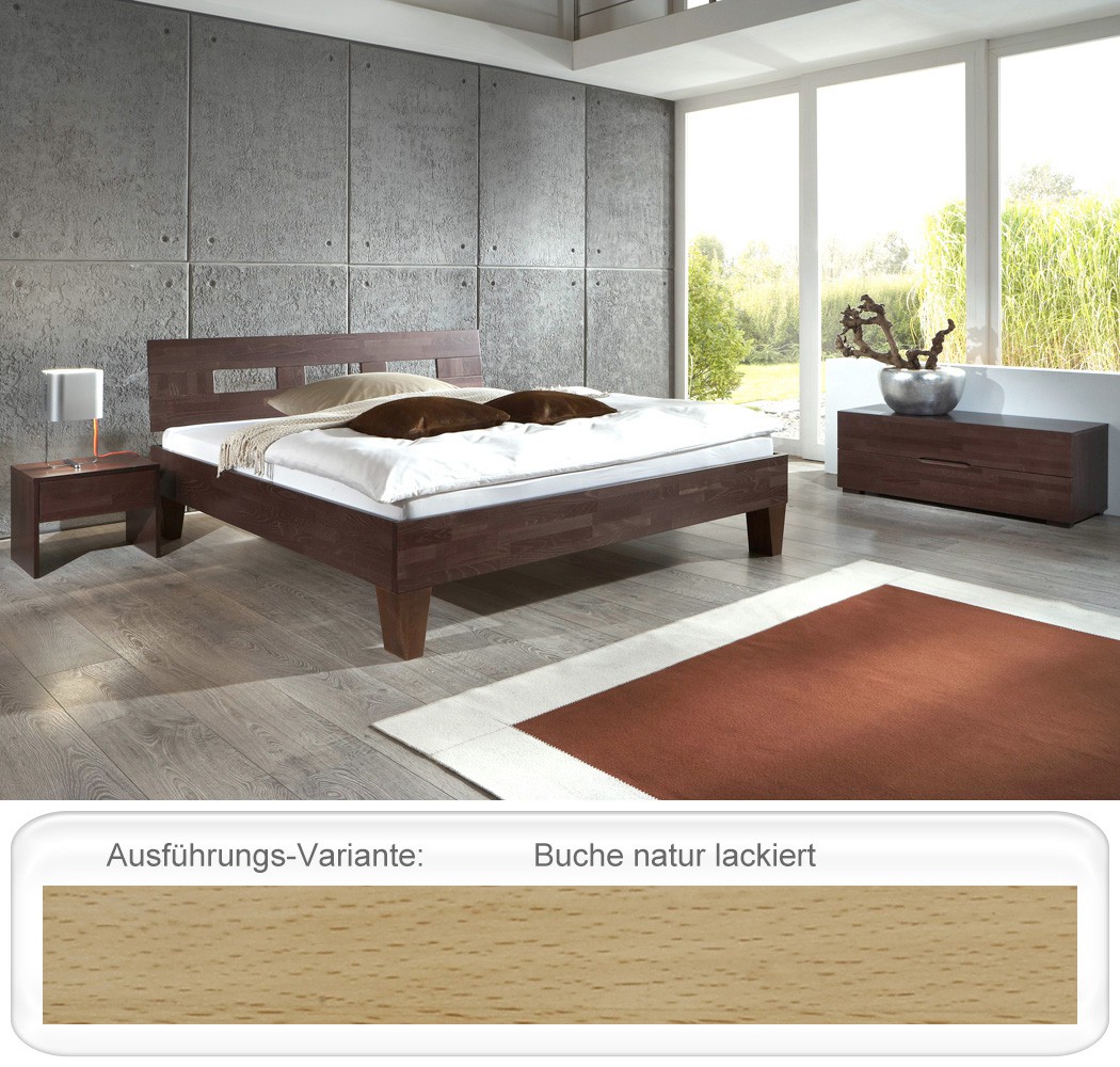 Schlafzimmer Brig Buche Massivholzbett + Lowboard + Nako Futonbett