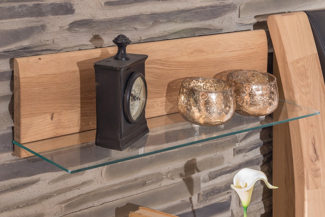 2x Wandboard Calgary 57x16x16 cm Asteiche Bianco Glas Wandregal