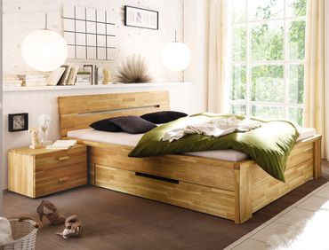 Massivholzbett Caspar + Nachttisch Wildeiche geölt Stauraumbett Bett ... Massivholzbett Caspar + Nachttisch Wildeiche geölt Stauraumbett Bett ...
