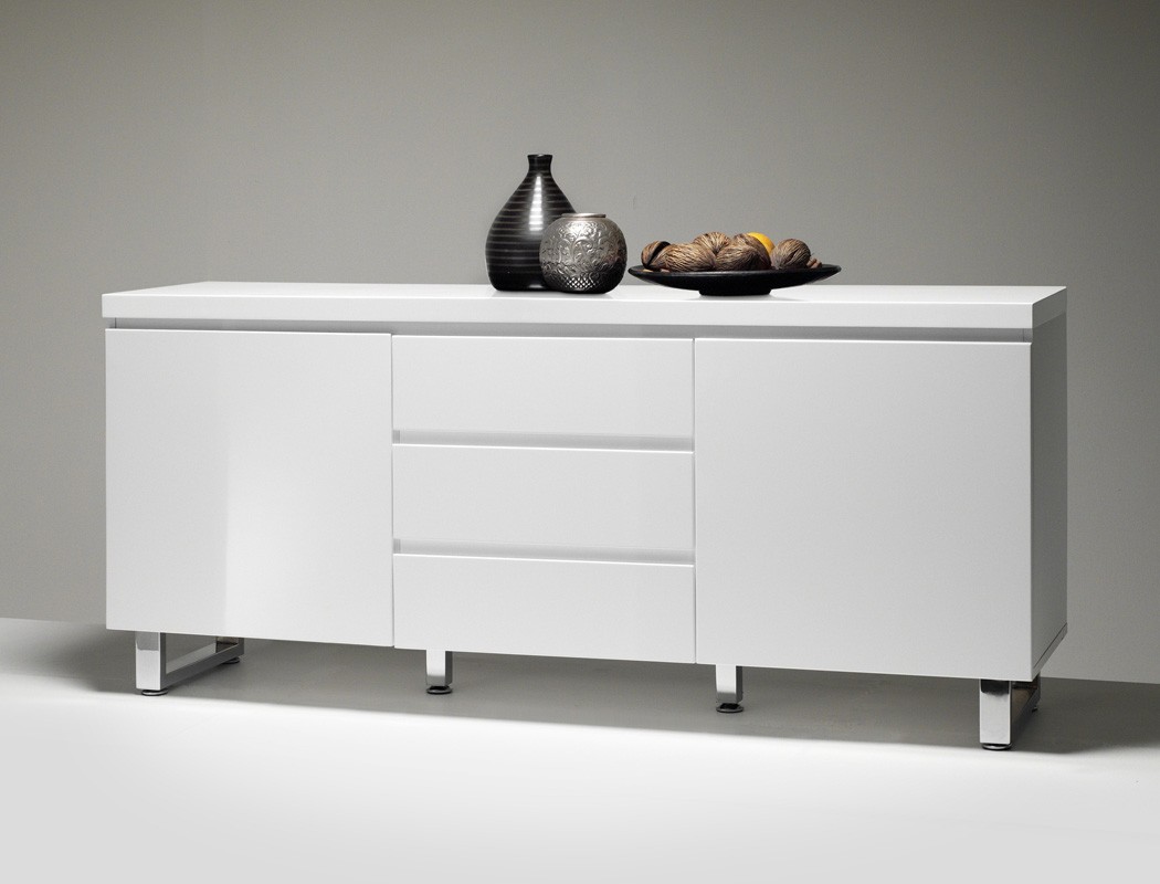 Sideboard Perth 167x74x42 cm Hochglanz weiß Anrichte Schrank Esszimmer