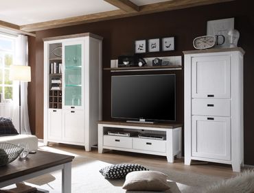 Wohnwand Barnelund Akazie Weiss 4 Teilig Medienwand Tv Wand Tv Mobel Wohnbereiche Wohnzimmer Wohnwande