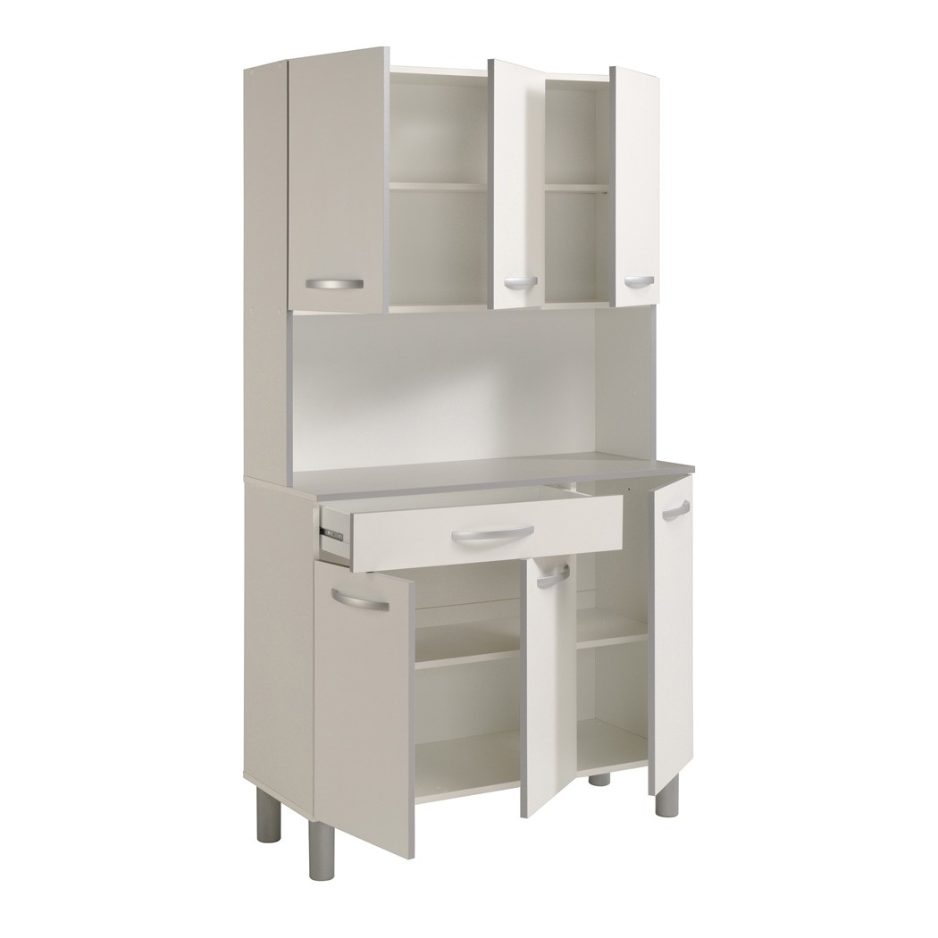 Küchenschrank weiß grau 101x185x40 cm Buffet Buffetschrank Küche