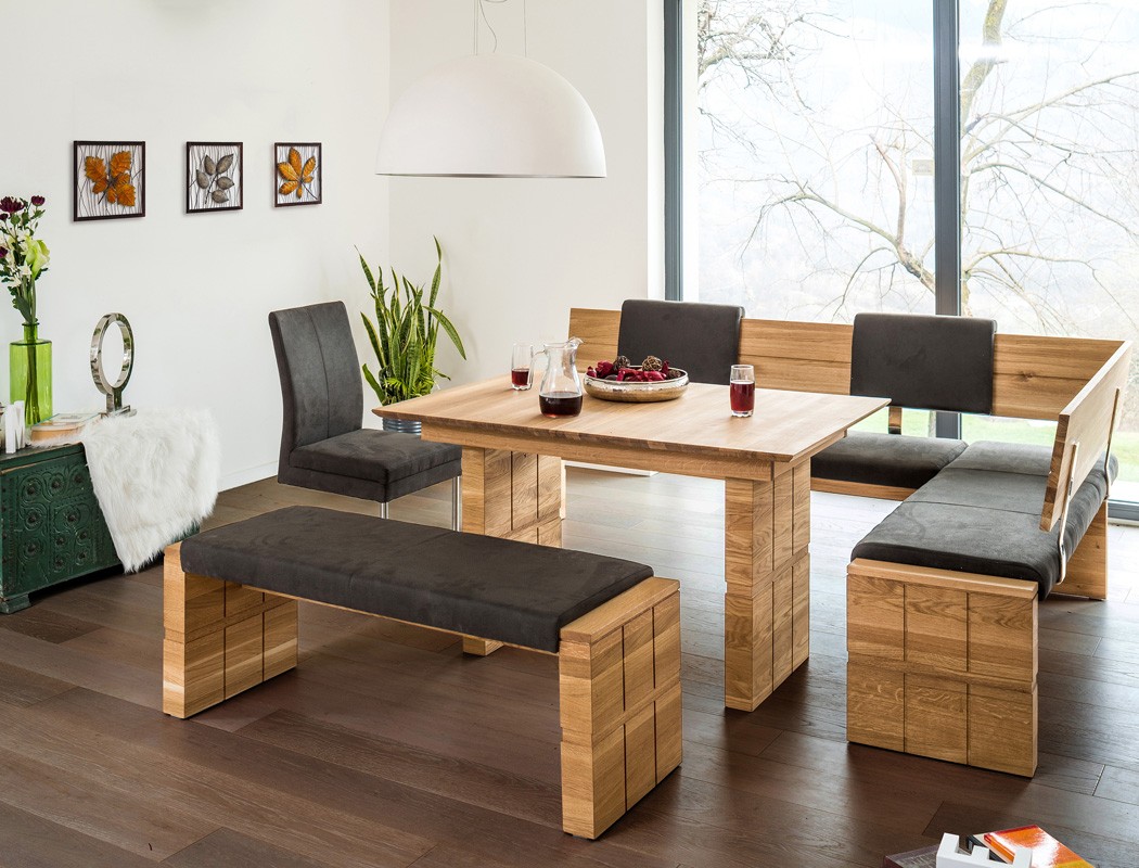 Eckbank Wilson Varianten Holzbank Massivholz Sitzecke Polsterbank Bank