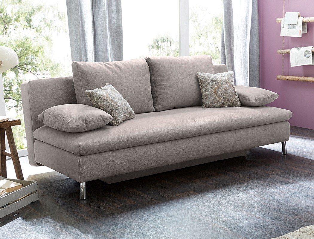 Funktionssofa 200x102 cm Dicklederoptik grau Schlafsofa Couch