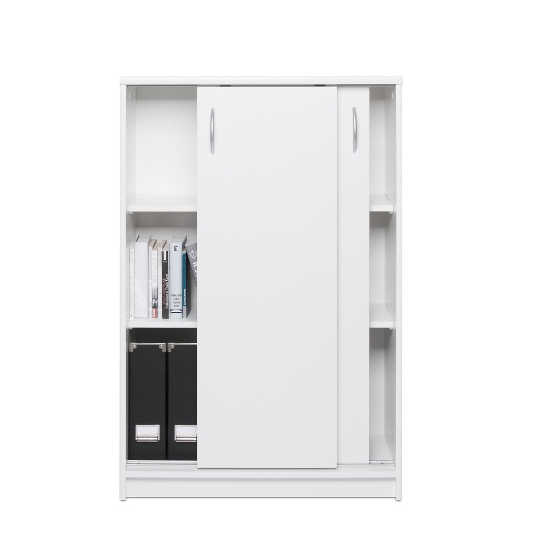 Schiebetürenschrank weiß 74x111x39 cm Aktenschrank Mehrzweckschrank