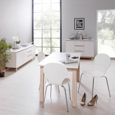 Esszimmer Anzo 12 weiß 3-teilig Esstisch Kommode Sideboard Wohnbereiche