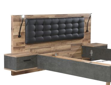 Schlafzimmer Richard 6 Stabeiche 3-teilig Bett Schrank Kommode LED