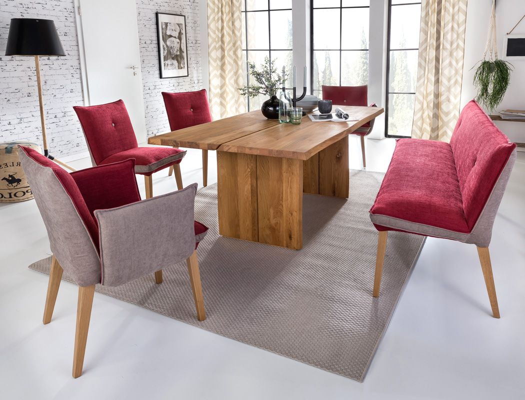 Sessel Gerit 1 Rücken mit Knopf Polstersessel Esszimmer Massivholz