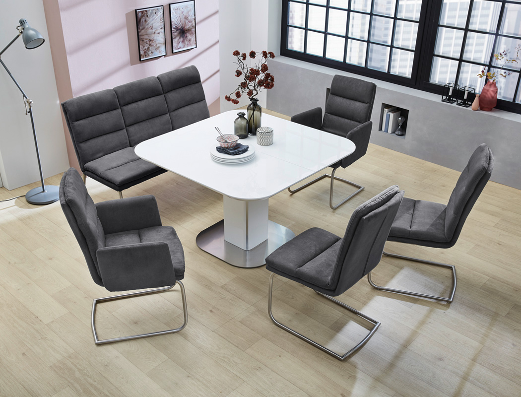 Polsterbank Judith 3 anthrazit 141cm Sitzbank Esszimmerbank Küchenbank