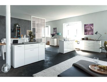 Kommode Mayfield 1 Hochglanz weiß 80x84x40 cm Sideboard Schrank