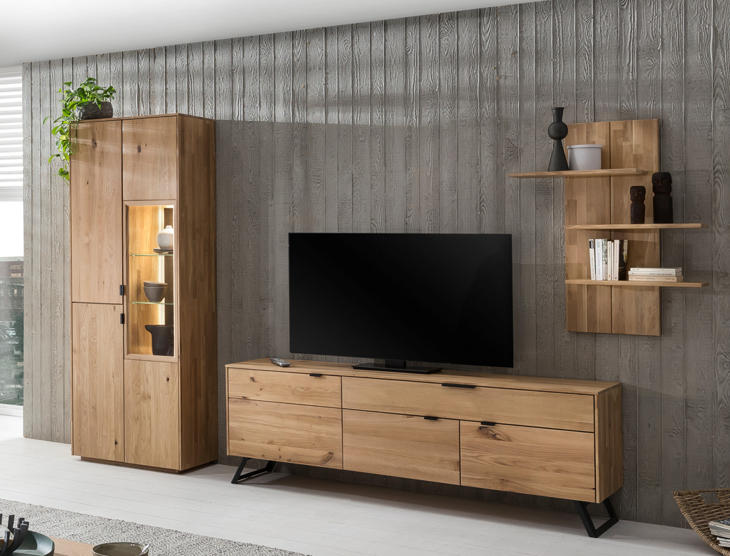 Wandregal Porto 17 Eiche bianco massiv 80x100x25 cm Wandboard Regal