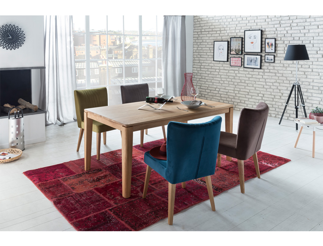 Essgruppe Horand Eiche natur massiv + Stühle Jeta Varianten | Expendio