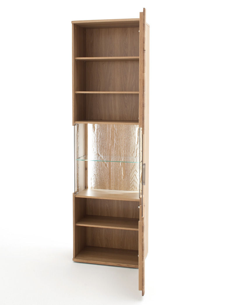 Wohnwand Samir 21 Asteiche Bianco teilmassiv 4-teilig Medienwand LED TV