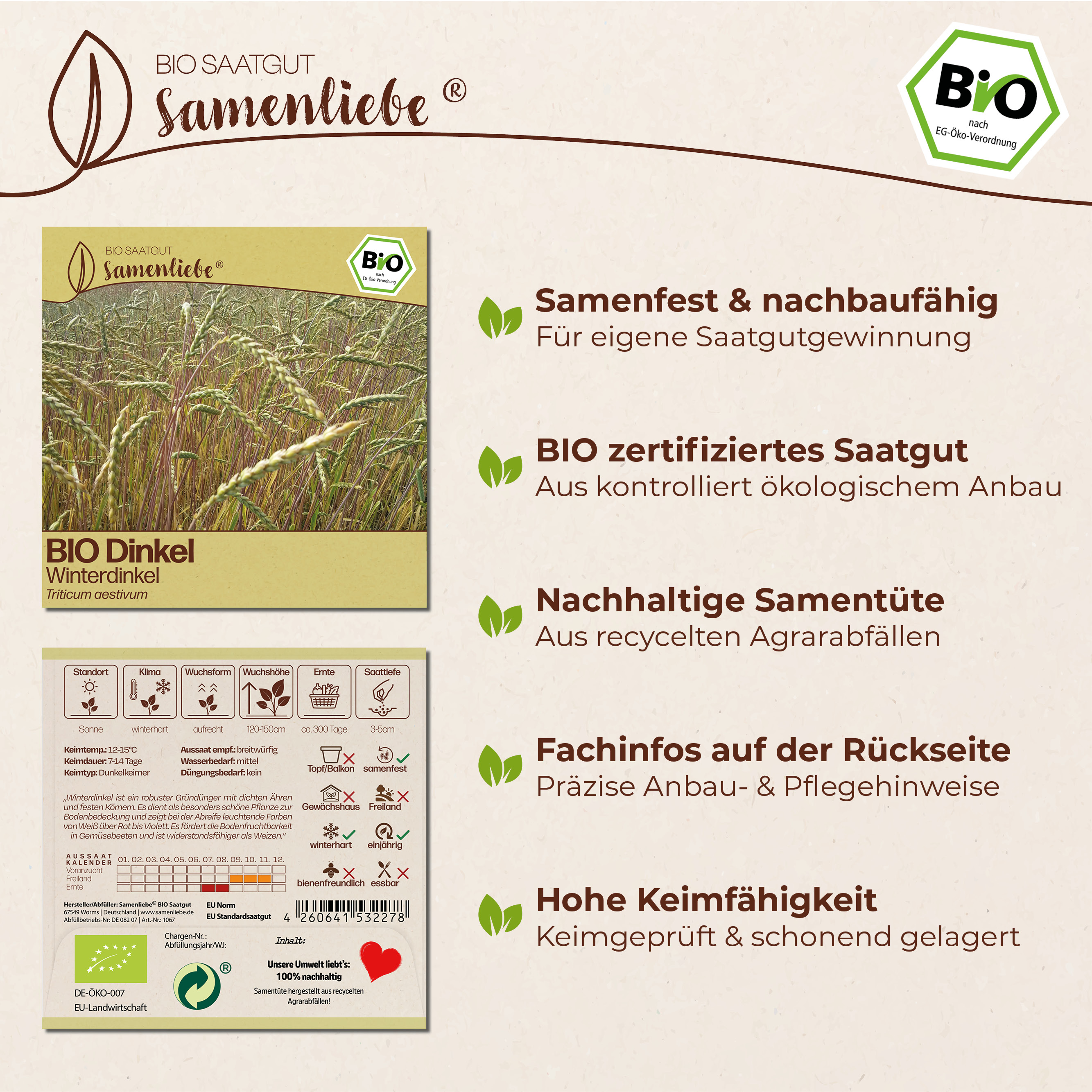 BIO Dinkel Samen Winterdinkel Blumen-Samen Saatgut Dinkelsamen | eBay.de