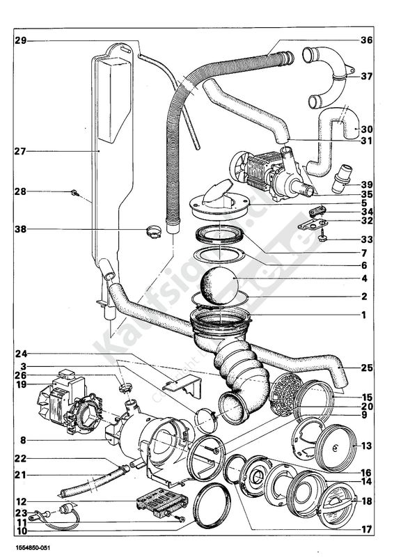 Ersatzteil zu Miele W 751 WASSERABLAUF (Teile Nr. 4 auf der Abbildung)