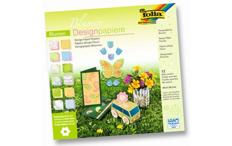 Folia Designpapier Block Blumen Farbig Motiv