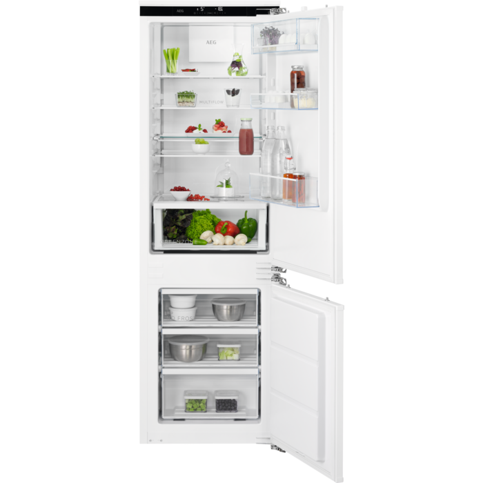 AEG SCE818E7MF Einbau-Kühl-Gefrierkombination / Serie 7000 mit GreenZone / 1780 mm / Gefrierteil unten / 244 L / NoFrost / SoftClosing / Festtür / E, 925553005