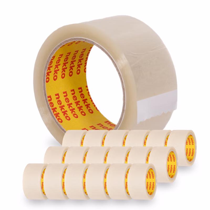 nekko 18 Rollen Paketklebeband Transparent- 50mm x 66m - Starke Klebekraft, Kein Einreißen, Leises Abrollen, Anzahl: 18 Rollen, Klebebänder Farbe: Transparent