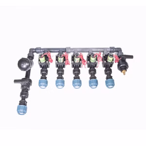 863---5er-verteiler.jpg Irritop 5x Kopfstation PE25 Ausgang, Verteiler für Bewässerung mit Hunter PGV 101 MMB Magnetventile, für Ø25mm PE-Rohr