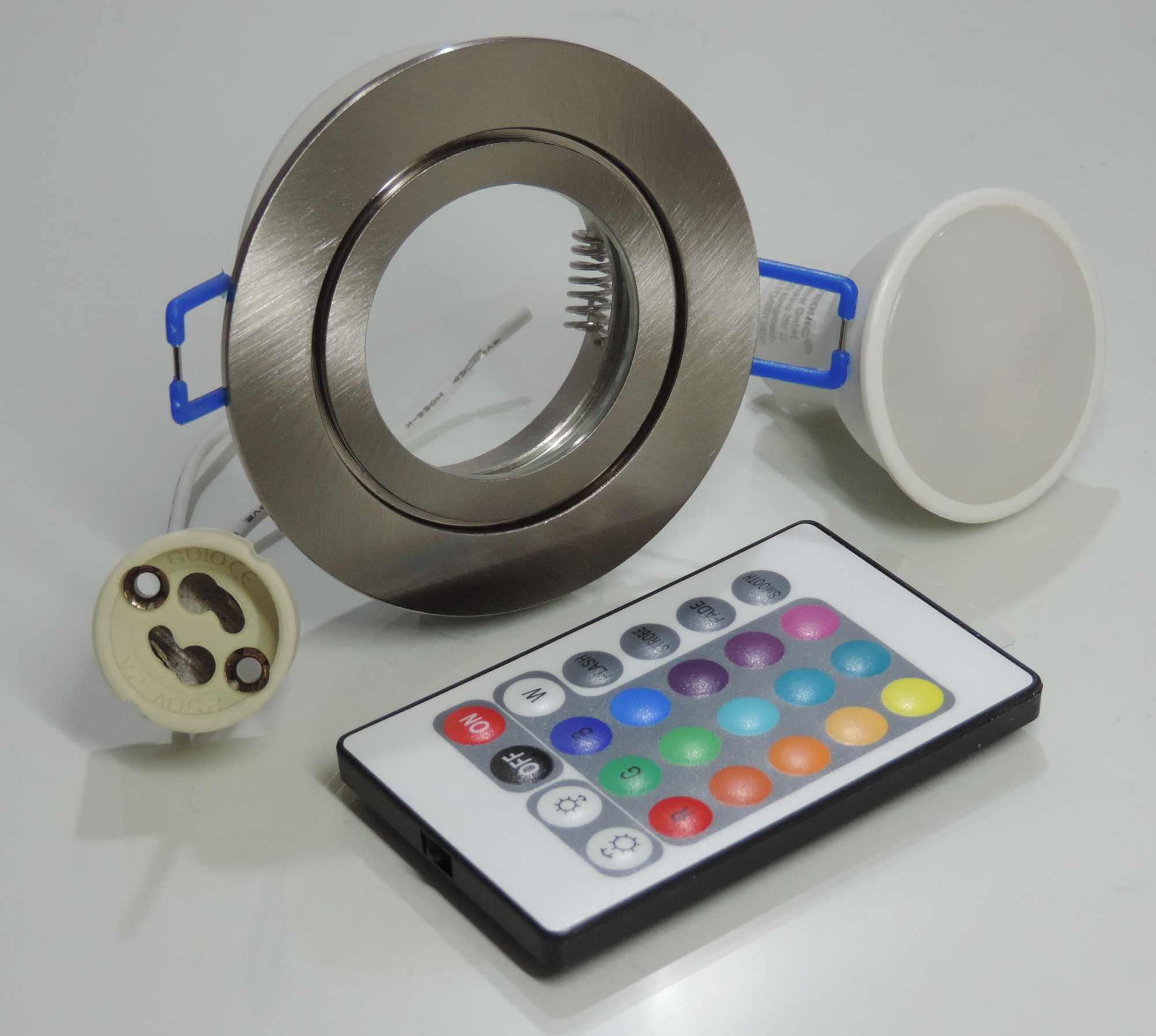 Led Feuchtraum Einbaustrahler nm+RGB warmweiß dimmbar mit Fernbedienung