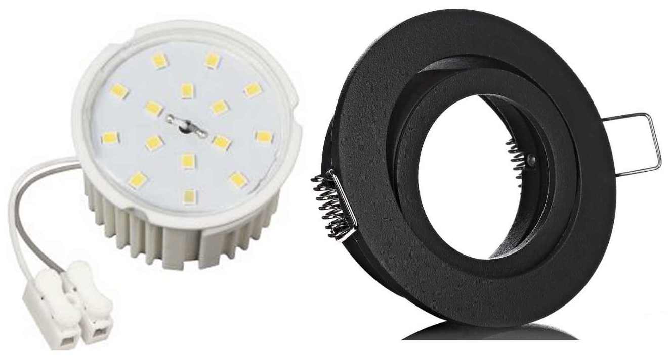 Led Flat Einbauspot schwarz matt+3step dimmbar Led Einbautiefe 