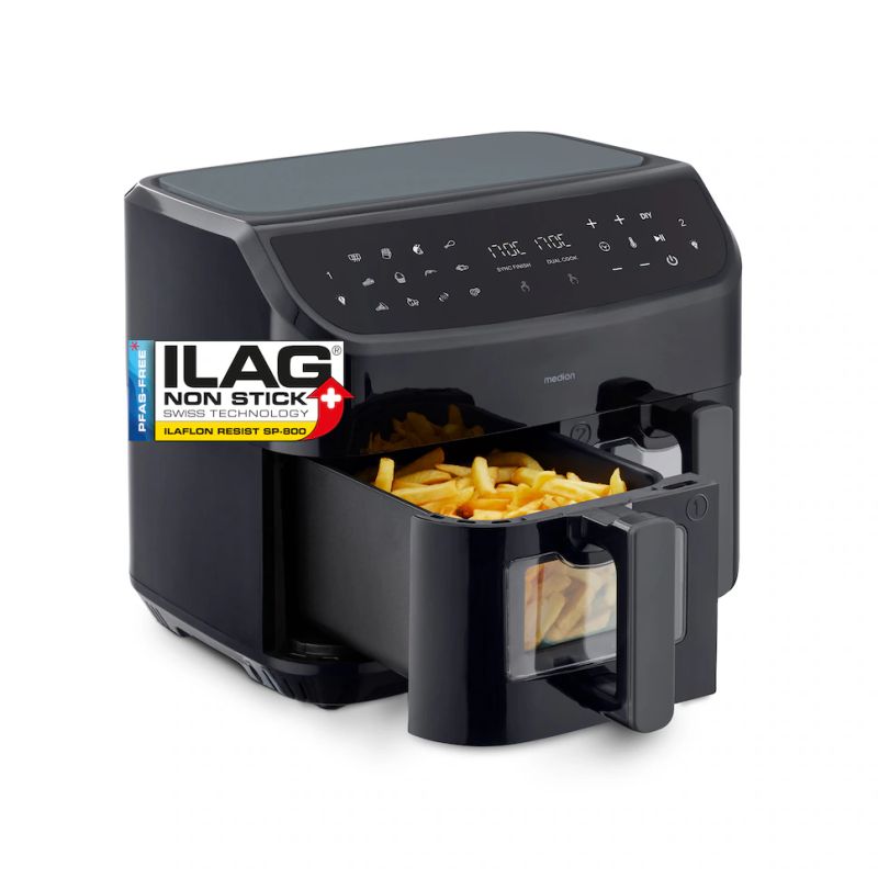 LIFE P20 XXL Twin-Heißluftfritteuse (MD 11760) schwarz