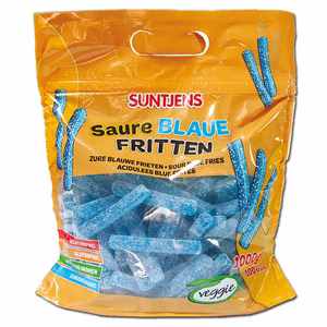 Suntjens Saure Blaue Fritten, Fruchtgummi, 100 Stück Bild 1