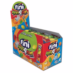 Fini Fruit Mix 4er Multipack, Kaugummi, 50 Stück je 20g Fini Fruit Mix 4er Multipack, Kaugummi, 50 Stück je 20g Bild 1