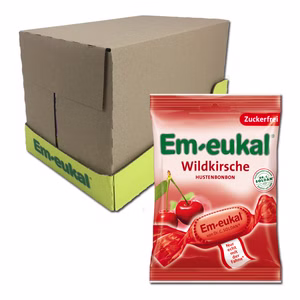Em-eukal Wildkirsche zuckerfrei 75g, Hustenbonbon 20 Beutel Bild 1