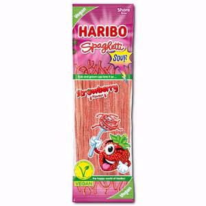 Haribo Spaghetti Erdbeere, Saure Schnüre, 200g Beutel Bild 1