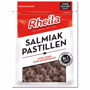 Rheila Salmiak Pastillen Lakritz ohne Zuckerzusatz 90g Beutel Rheila Salmiak Pastillen Lakritz ohne Zuckerzusatz 90g Beutel Bild 1