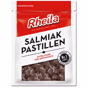 Rheila Salmiak Pastillen, Lakritz, 90g Beutel Rheila Salmiak Pastillen, Lakritz, 90g Beutel Bild 1