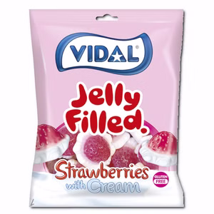 Vidal Strawberries with Cream, Fruchtgummi, 85g Beutel Bild 1