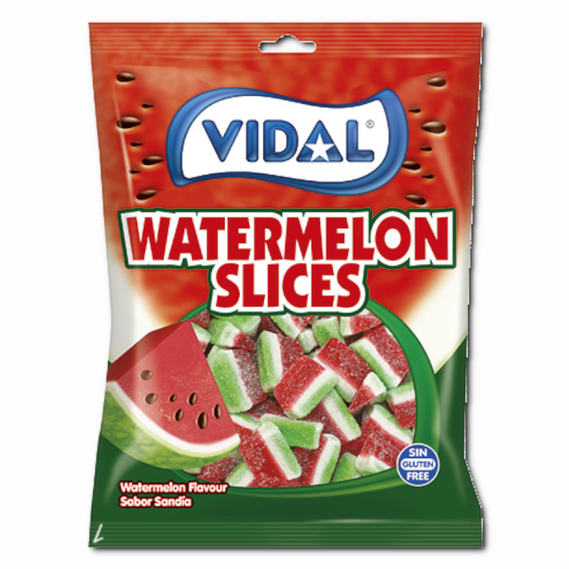 Vidal Watermelon Slices, Fruchtgummi, 90g Beutel Vidal Watermelon Slices, Fruchtgummi, 90g Beutel Bild 1